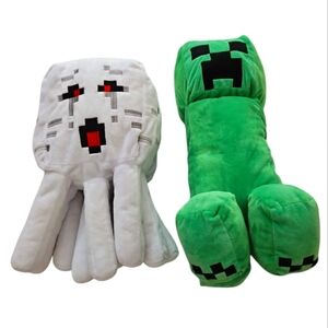 Minecraft 18" Green Creeper & 14" White Ghast Mojang 2023 Lot Of 2 Plush Figures